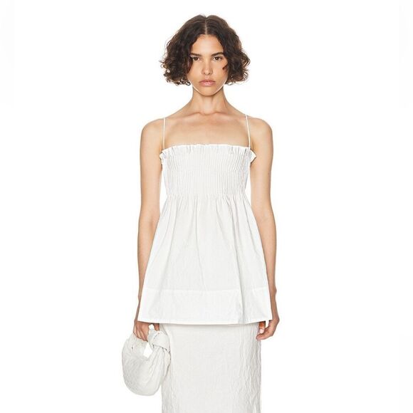 NWT HELSA Crinkle Pleated Tunic white smocked baby doll top blouse Revolve XXS - Picture 5 of 11